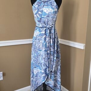 Jessica Howard Blue and White High-Low Dress